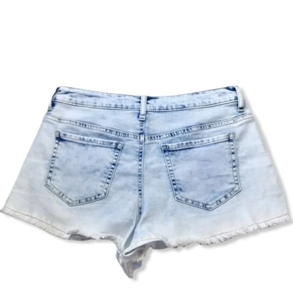 Empyre Adrian High Waisted Cut Offs Blue Denim Jean Shorts Juniors Size 5 New - Picture 4 of 9